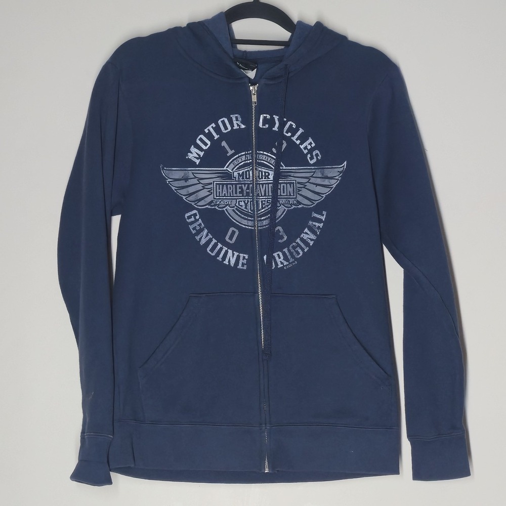 Harley-Davidson Motorcycles Men's Full-Zip Hoodie Sweatshirt Size Small Biker